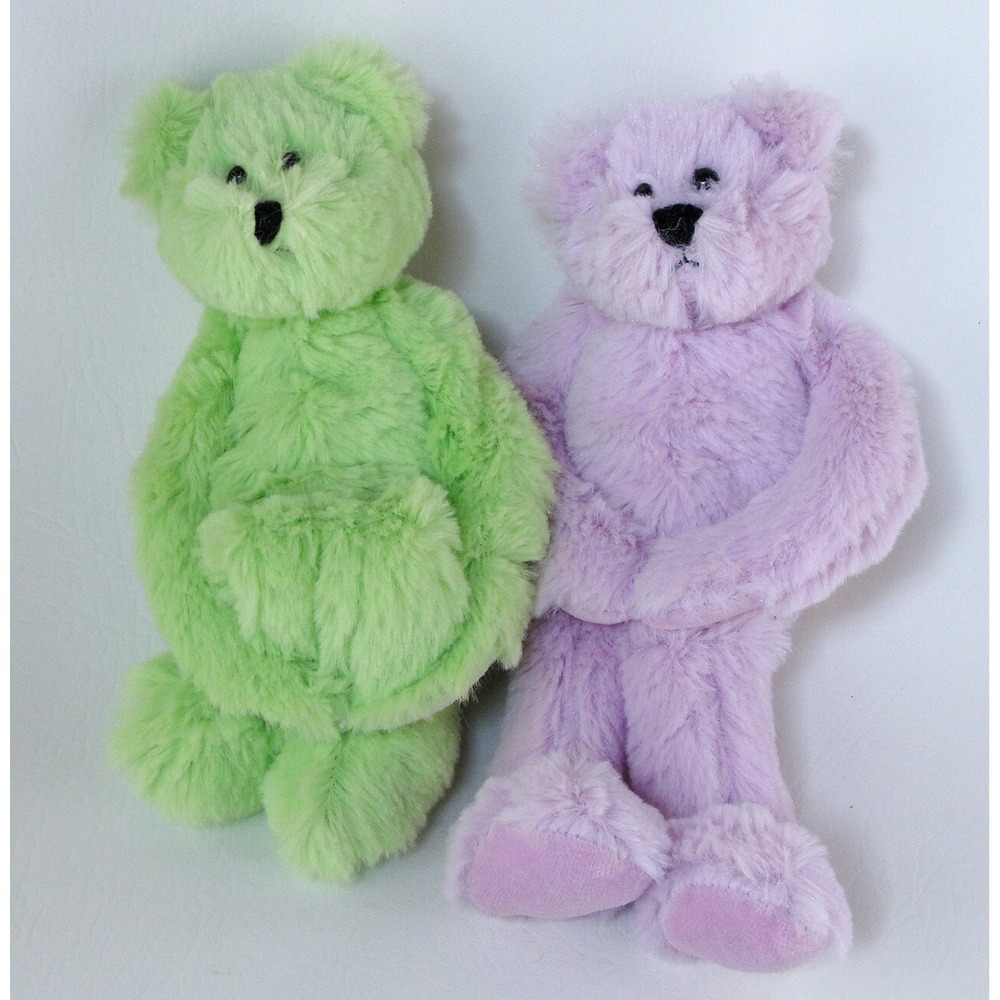 burton BURTON Bear Hanging Knee Hugger Plush 9 Inch Green Lavender Lot of 2 2008